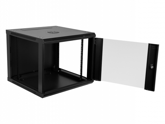 RK09-6LD Gabinete rack de pared LINKMADE desarmable de 9 unidades, con 60 centímetros de fondo, color negro.