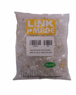 RJM-B LINKMADE 100 Unidades para Cable Multifilar Cat5e UTP Conector RJ45