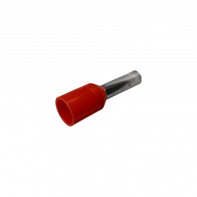 E2508-R Funda Terminal Aislada Crimpeable Roja 2,5mm² 8/15mm 100-piezas AWG14