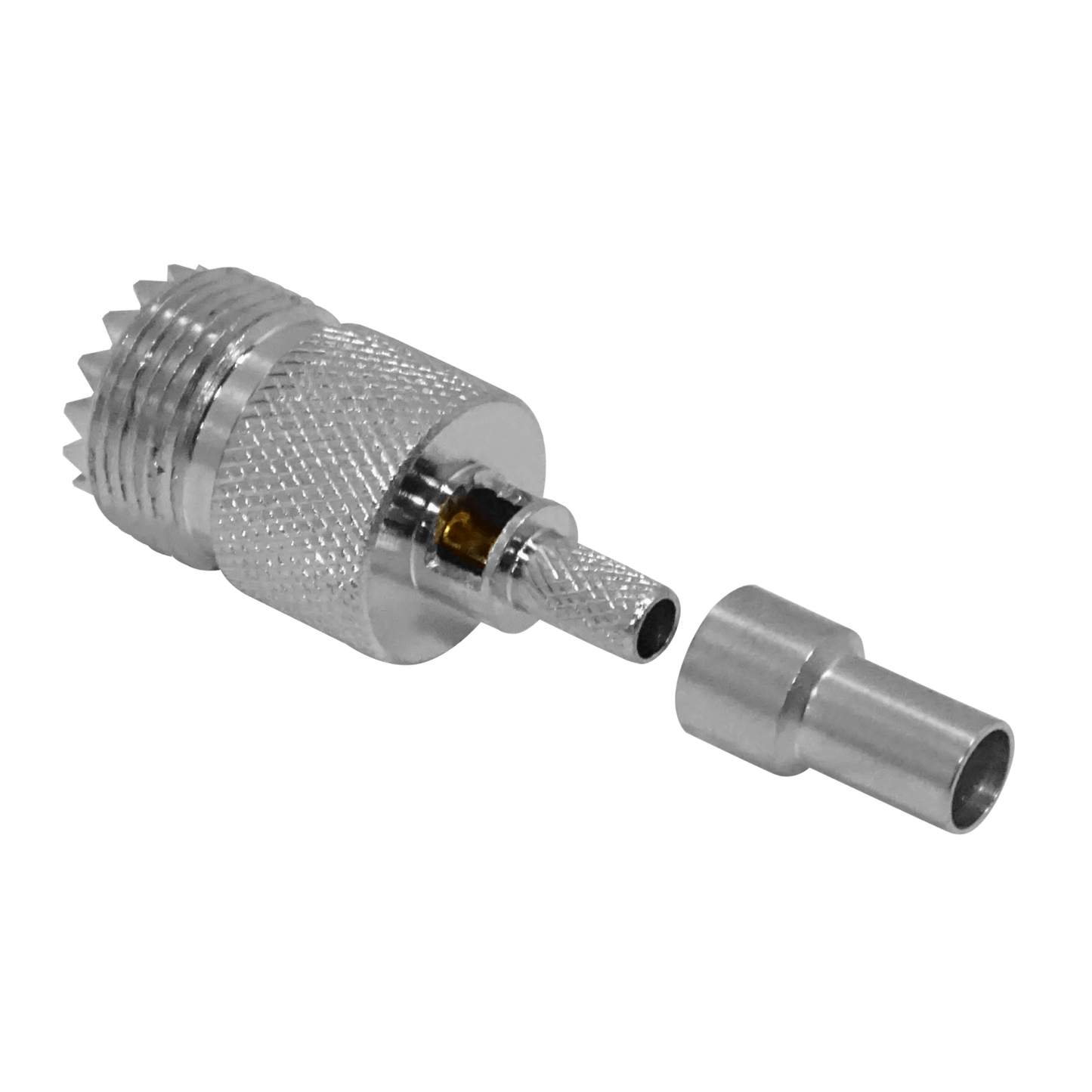 UH2C Conector UHF-Hembra para LMR195 PL259 Crimpable y Soldable CA195 PL-259