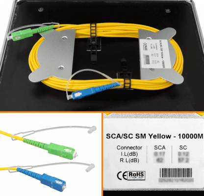 BOB-10AC Bobina de Fibra Óptica de Lanzamiento 10km Monomodo 9/125 SC/APC a SC/UPC G652 SM SX 10000 Metros