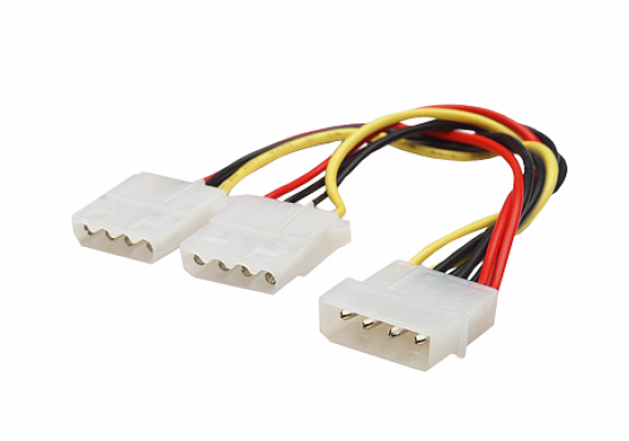 PIDE2 Cable divisor de alimentación en Y de 15cm con 1 conector MOLEX macho a 2 conectores MOLEX hembra