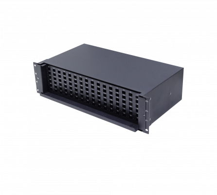 CFR96CL-D LINKMADE Bandeja deslizante para cabecera de fibra óptica Capacidad 96 fusiones Conectores LC-SC Ocupa 4 unidades de rack Requiere acopladores para su recepción