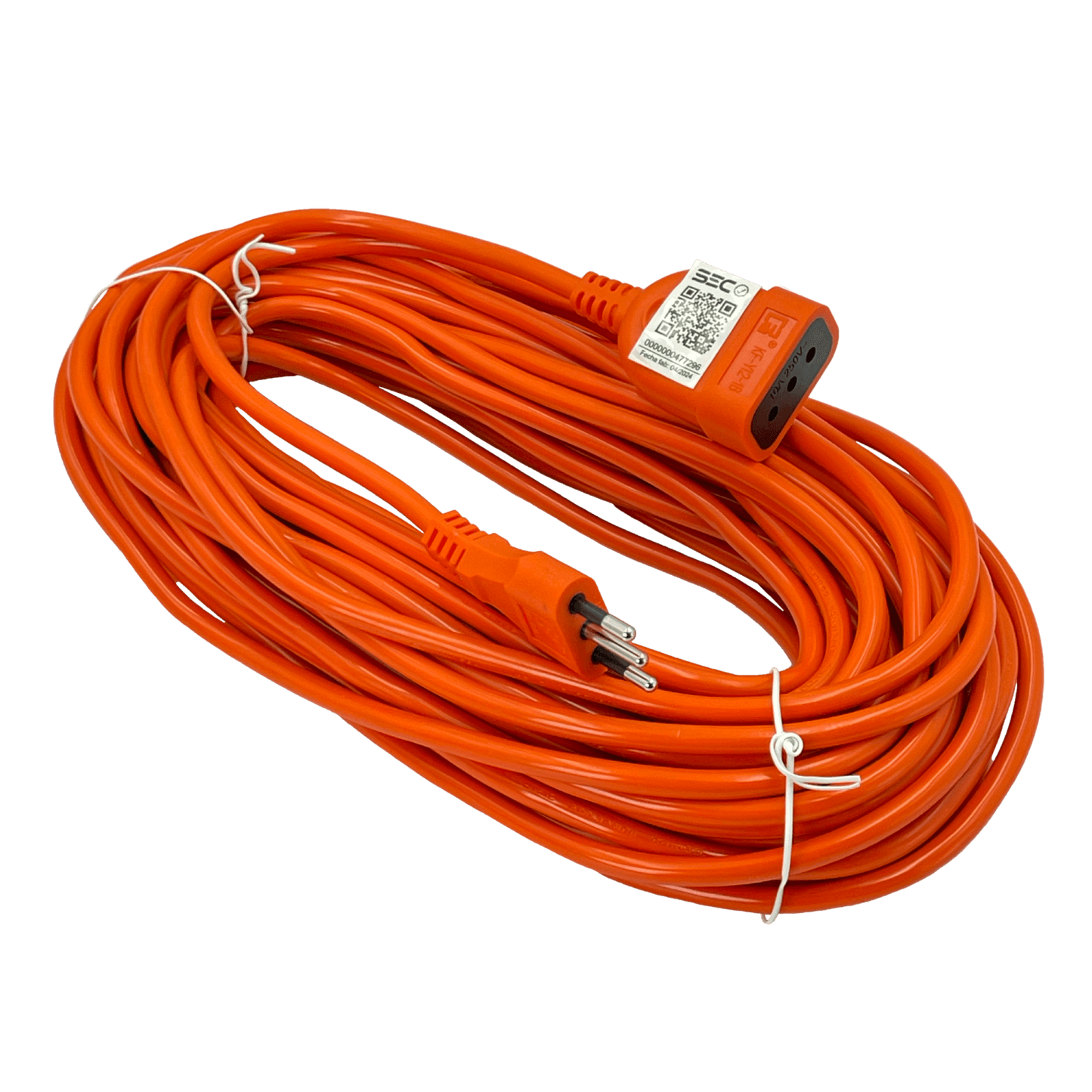 ME-1220 MACROTEL Prolongador Eléctrico 20 metros Color Naranja 10 Amperes Enchufes Norma Chilena