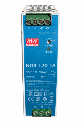 NDR-120-48 MEANWELL 48VDC 120W 2,5A regulable/48-55V Ancho-40mm Carril-DIN Fuente Alimentación