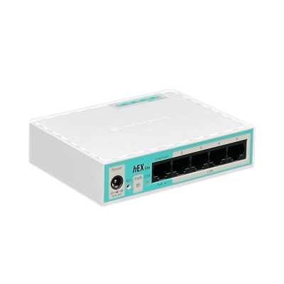 HEX-LITE MIKROTIK Enrutador RB750r2 5 Puertos 100Mbps L4 850MHz 64MB Carcasa Plástica con Fuente de Alimentación Incluida