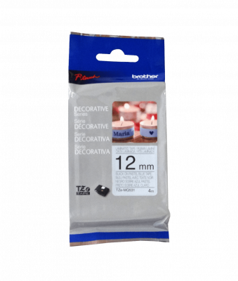 TZE-MQ531 BROTHER 12mm Negro sobre Fondo Azul Pastel Cinta 4m para PT-H110/E110/H200