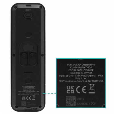 UVC-G4-DOORBELL-PRO UBIQUITI PROreq-WiFi VideotimbreCCTV-IR 35-57VDC 2CámarasIP IPX4 Micrófono Luz