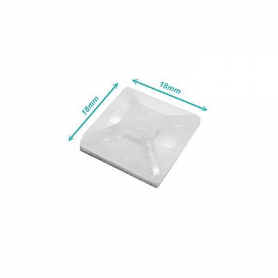 HC-101 Sujetador autoadhesivo de base blanca para bridas de 4mm, dimensiones 2x2cm, paquete de 100 piezas