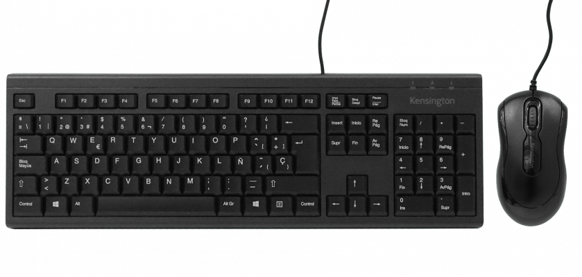WIRED-KM KENSINGTON Combo Teclado y Ratón con Cable Resistente a Derrames USB-AM Negro