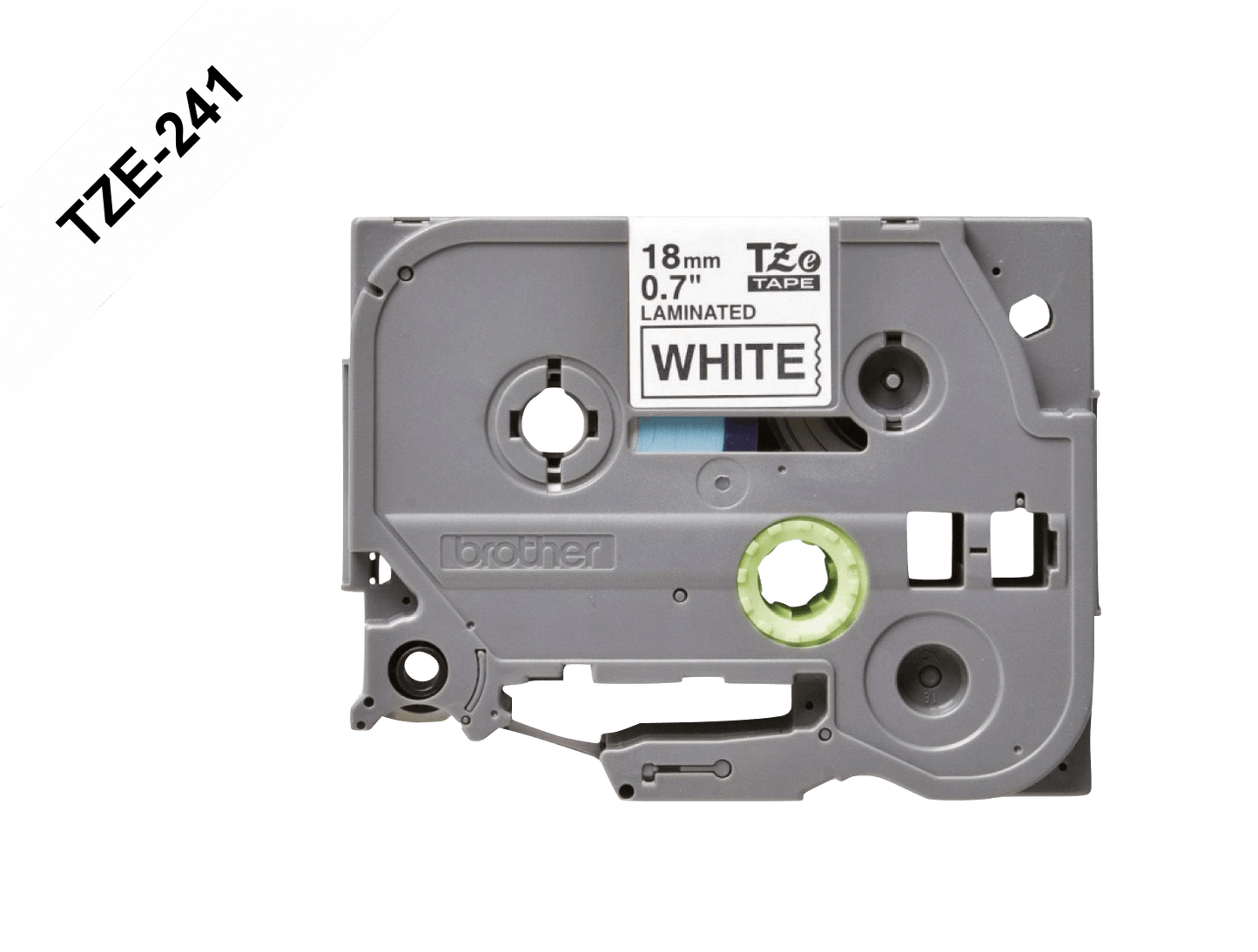 TZE-241 BROTHER Cinta de 18mm Negra sobre Base Blanca de 8 metros para PT-E300VP