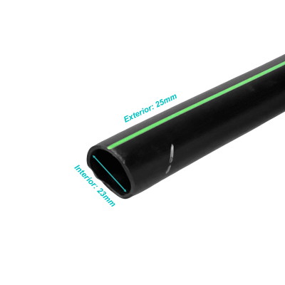 PLAN-2 Cepillo Plansa 25mm-exterior 1,5mm Bobina 100metros Negra HDPE Polietileno Reciclado