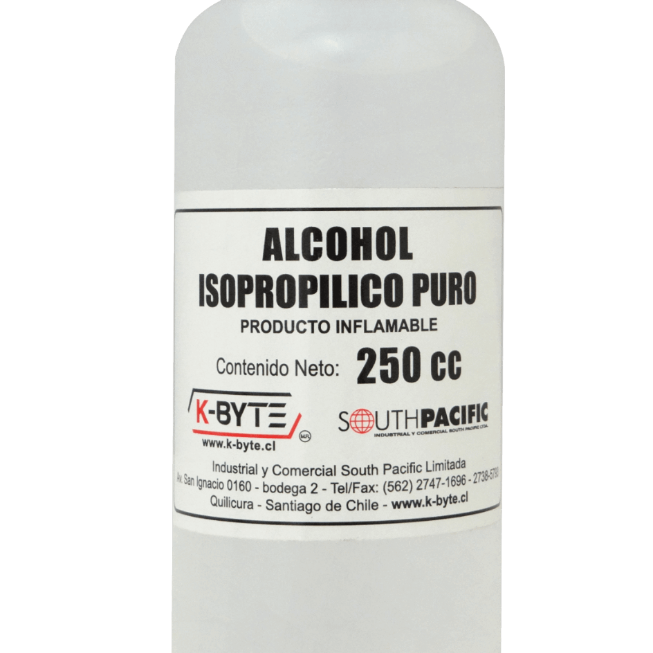 ALCOHOL-4 Botella 250ml Alcohol Isopropilico 1/4Lt para Limpieza
