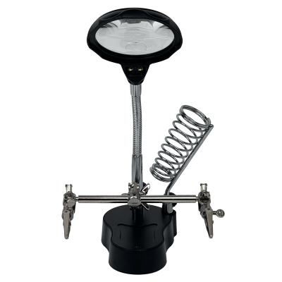 CAU-LUPA Tercera Mano Base Soporte Soldador Lupa/3,5X /12X 2-Led Necesita 3-Pila-AAA