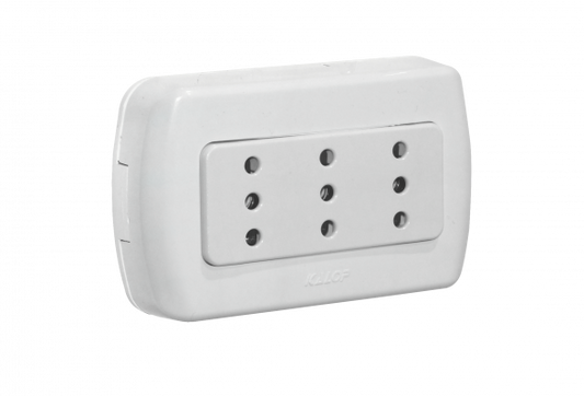ENCHUFE-3 KALOP Adaptador Triple Superficie Blanco con Puesta a Tierra Tekna KS39673