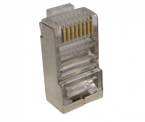 RJS-BC Pack de 100 Conectores RJ45 Cat5e Metalizados Crimpables para Cable FTP/STP