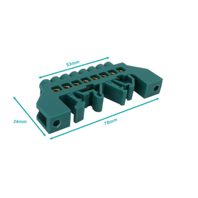 REGLETA-DV8 Bloque Distribución Verde 8 Terminales 4mm Carril DIN Reparto Eléctrico
