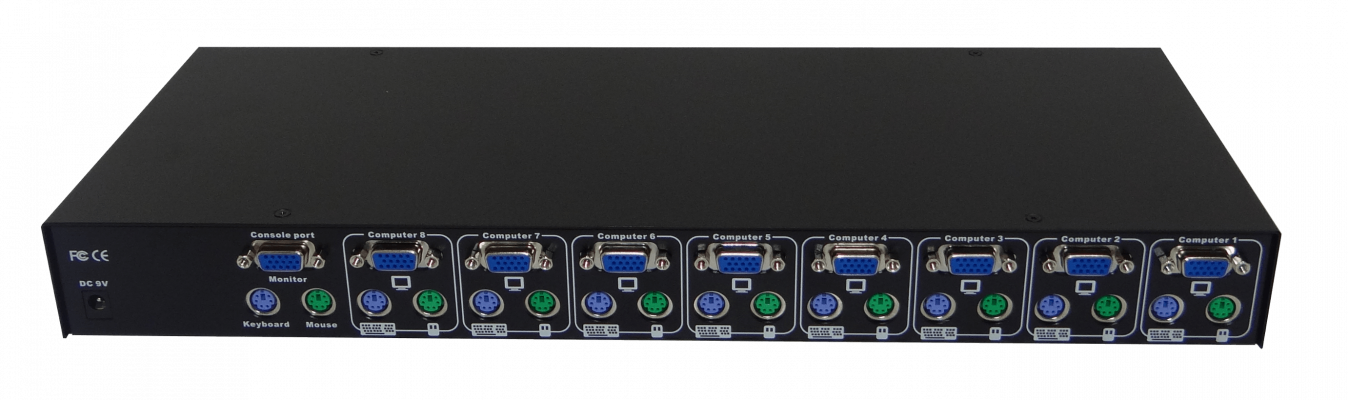 EKV-1880. Conmutador KVM MINITAR para rack de 8 PC con PS2, sin USB, requiere cables DKVM-CB PS/2