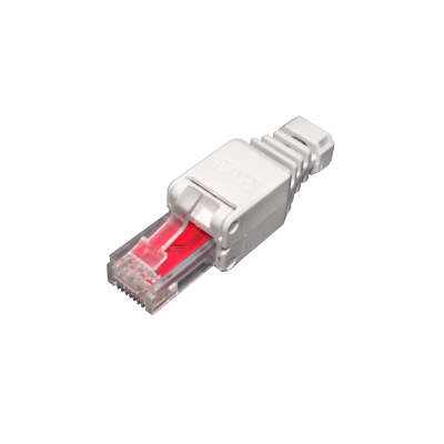 RJ6P-W Conector Macho RJ45 Cat6 UTP Auto-Engarzable Blanco para Cable Sólido/Trenzado