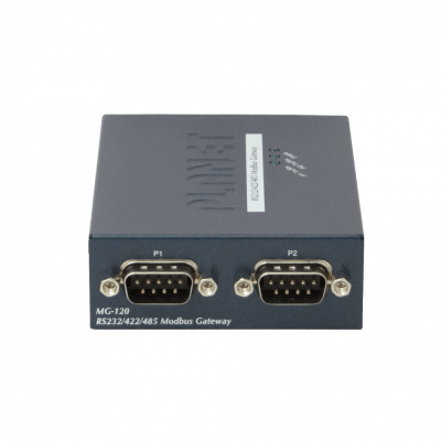 MG-120 PLANET 1 Puerto 100Base-TX 2 DB9-Macho Modbus RS232 RS422 RS485 5VDC Transceptor Ethernet