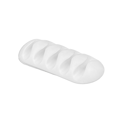 SILI-5W Sujetacables de Escritorio para 5 Cables Adhesivo de Silicona Blanco 27x67mm