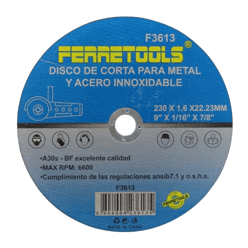 MET9-16 230mm 1,6mm 22,23mm Disco para Cortar Metal 6600rpm A30s F3613