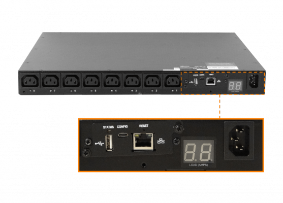 PDUMH15HVNET. TRIPPLITE Distribuidor Potencia Ethernet 8-C13 1-100 1-DB9 1-C14 1U-Rack 208-230VAC
