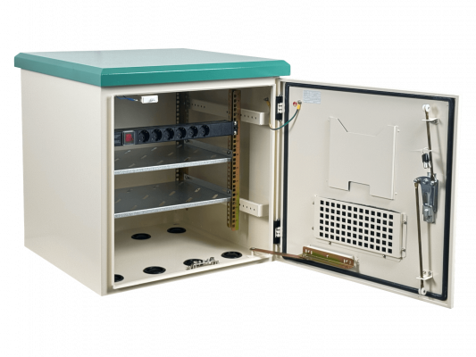 RK10-6LE LINKMADE Gabinete Rack 10U 614x600mm Exterior Muro/Poste IP65 con Bandejas, Ventilación y PDU