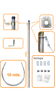MAST-05 LINKMADE 1,5m Poste Extensible con Tensores 1-Sección-1,5m