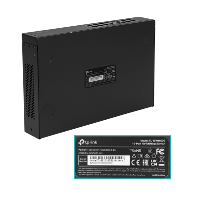 TL-SF1016DS TP-LINK 16-100 Angosto Switch no-Admin Rack 10/100