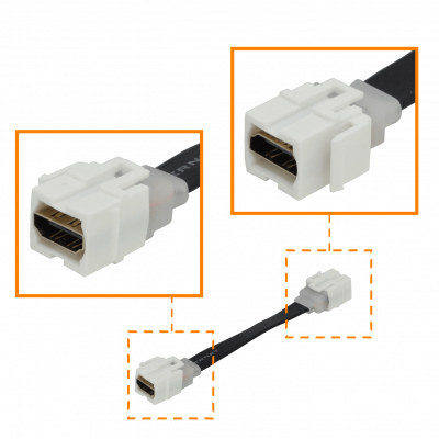 KHFL Cable adaptador HDMI plano hembra a hembra de 15cm para keystone, color blanco