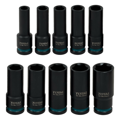 DADOS-IMPACTO TOTAL Juego de Cubos de Impacto Largos-78mm 10-24mm 10 piezas THKISD12102L