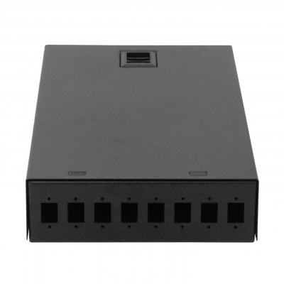 BOX-8 12-Manguito 2-Entr 8-CL-Rectangular IP20 Caja Metalica Negra Fibra NAP