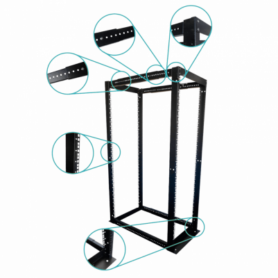 RK32-BBLW. Bastidor de 4 columnas ajustable de 60 a 100 cm, 32U, marca LINKMADE