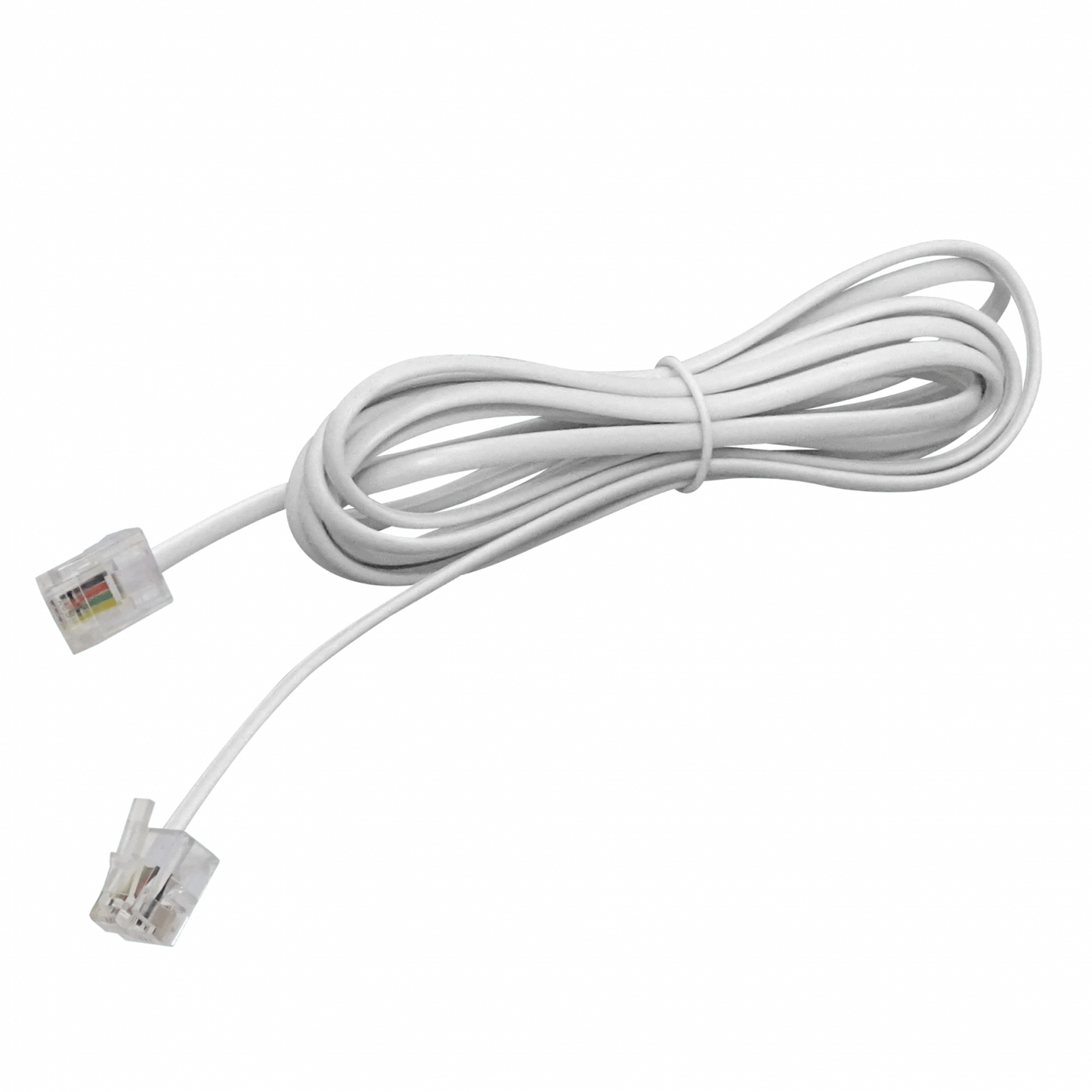 2RJ-2 Cable telefónico blanco de 2 metros, 2 conductores, conectores RJ11 macho a macho, 6 posiciones 2 contactos (6P2C)