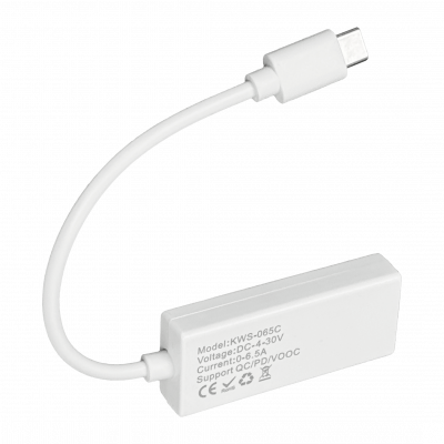 TESTER-065C Medidor Digital Puerto USB-C Rango 4-30VDC Intensidad 0-6,5Amperios Potencia 0-195Vatios