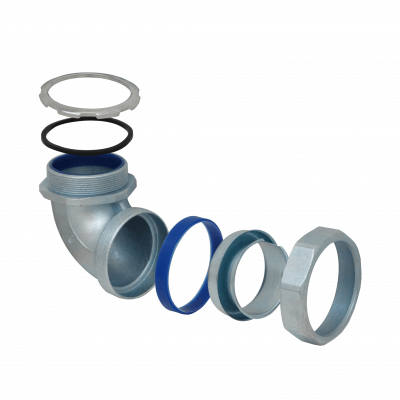 M03-SAC Conector metálico codo prensaestopas de 3 pulgadas para tubería flexible aislante, protección IP65