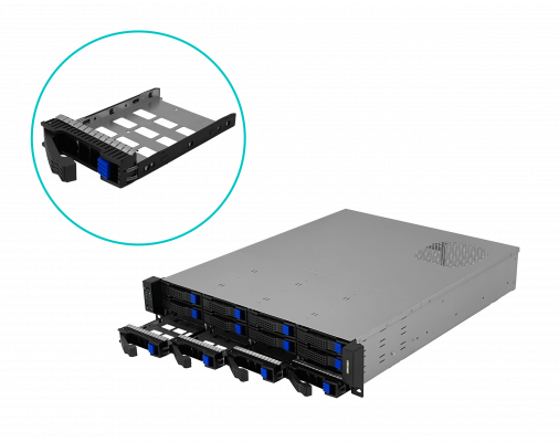 RAG-2US LINKMADE Caja de Almacenamiento 2U para Rack 12x3,5 Hotswap MATX Necesita Fuente ATX