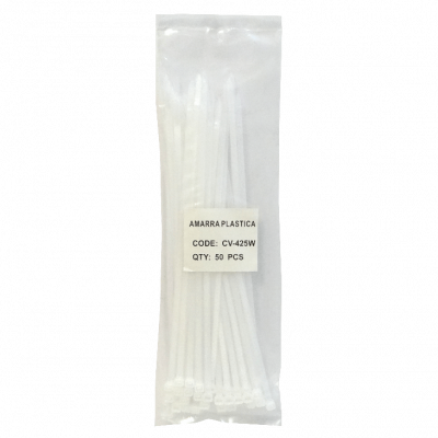 CV-425W. 50-un 250x4,8mm Blanca Amarra Plastica Nylon 4.8x250mm