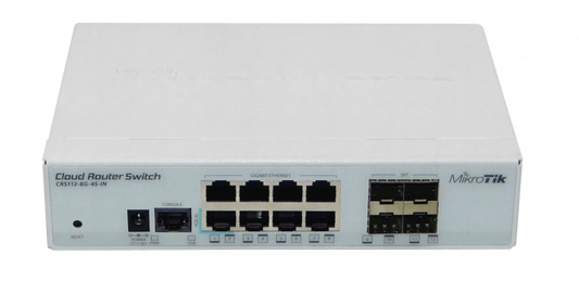 CRS112-8G-4S-IN MIKROTIK Switch Enrutador Capa 3 con 8 Puertos-1000, 4 Ranuras-SFP, Consola-RJ45 y Licencia Nivel 5