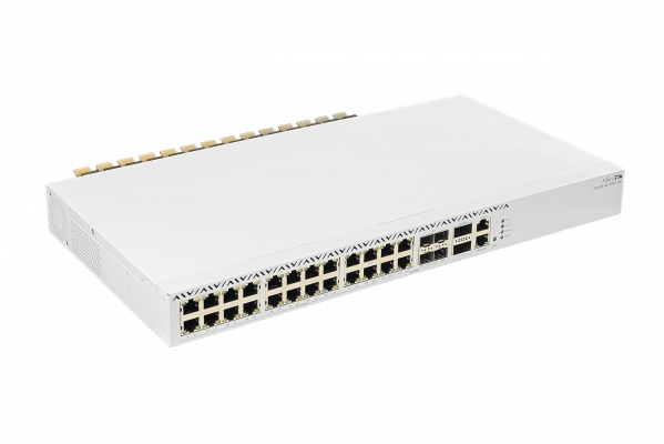 CRS326-4C+20G+2Q+RM MIKROTIK 20 puertos 2,5G 4 puertos 10G 4 ranuras SFP+ 2 ranuras QSFP+40G L6 2 fuentes 220VAC requiere-cables-C13