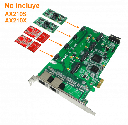 AXE800PN ATCOM Tarjeta PCIe-x1 8 Puertos, 2-RJ45, REQUIERE-AX210, 3.3/5V 32BIT, Placa ASTERISK