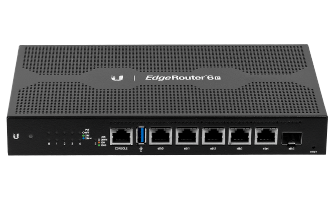 ER-6P Enrutador UBIQUITI 5-Puertos 1000PoE24V 1-SFP USB Consola-RJ45 Alimentación 24V Núcleo-4x1GHz