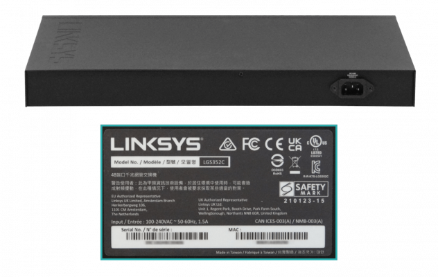 LGS352C LINKSYS 48-1000 4-SFP+10G RS232-RJ45 Switch Admin Rack 52-port C13