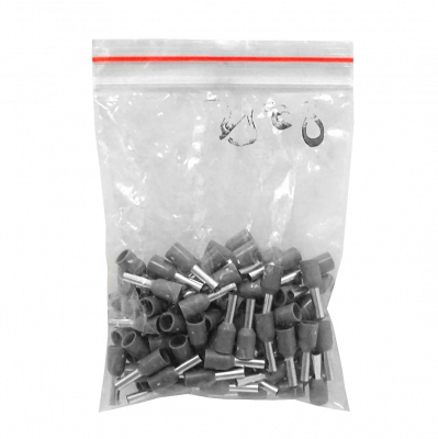 E2508-G Gris 2,5mm2 8/15mm 100-unids AWG14 Ferrules Terminal Aislado Crimp
