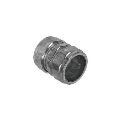 EMT25-UC Acoplador de Compresión Recto de 25mm en Acero Zincado para Tubería Conduit EMT de 25,0mm