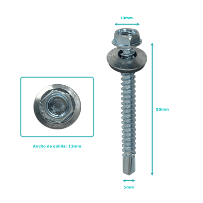 BA12-20 Cabeza-Hexagonal-8mm 100u. 12x2 Longitud-51mm Cincado Tornillo Autotaladrante Punta 2,0