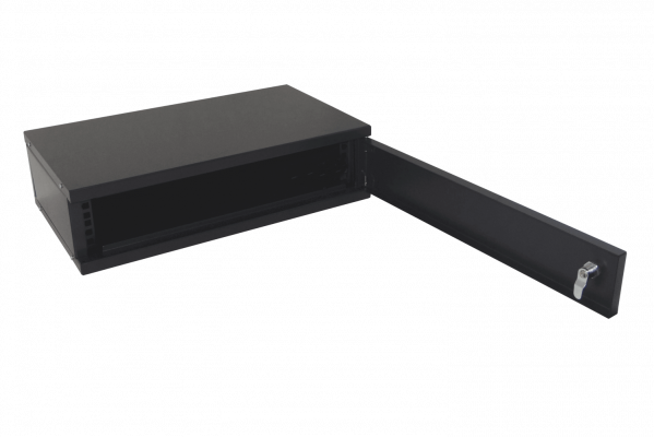 RK02-3L LINKMADE Plano 2U-138mm 30cm-Profundidad Rack Sobremesa Negro Puerta-Metálica