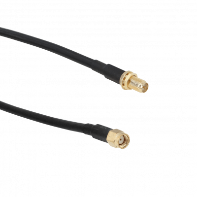 RM2RH-10M Cable coaxial de 10 metros con conectores RP-SMA hembra a RP-SMA macho en color negro