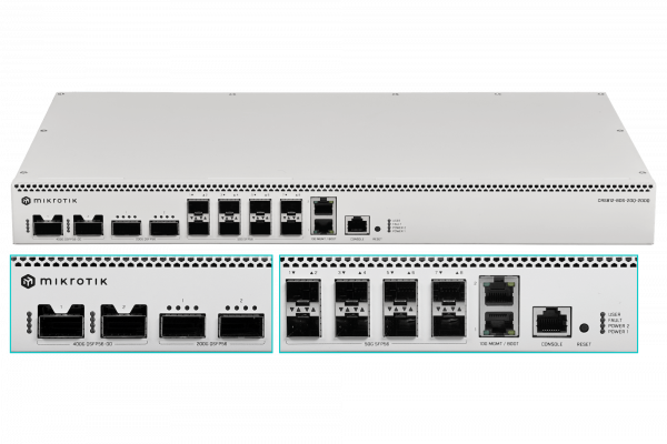CRS812-8DS-2DQ-2DDQ MIKROTIK Conmutador 8 puertos 50G 2 puertos 200G 2 puertos 400G 2 puertos 10G QSFP56-DD SFP56 Alimentación dual 220Vac